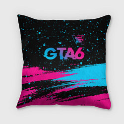 Подушка квадратная GTA6 - neon gradient посередине, цвет: 3D-принт