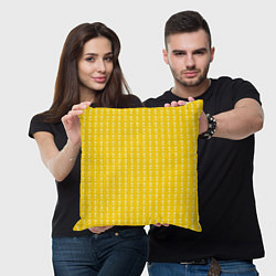 Подушка квадратная Жёлтый полосы в цветочек, цвет: 3D-принт — фото 2