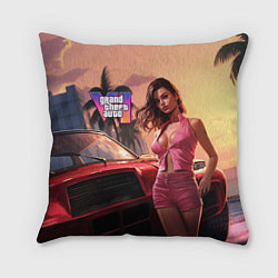 Подушка квадратная GTA 6 girl vice city, цвет: 3D-принт