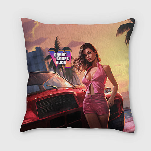 Подушка квадратная GTA 6 girl vice city / 3D-принт – фото 1