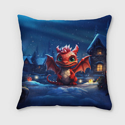 Подушка квадратная Красный маленький дракон