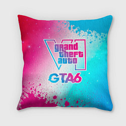 Подушка квадратная GTA6 neon gradient style, цвет: 3D-принт