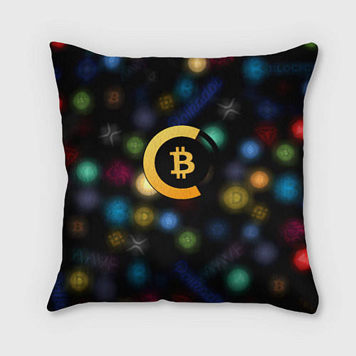 Подушка квадратная Bitcoin logo criptomoney / 3D-принт – фото 1