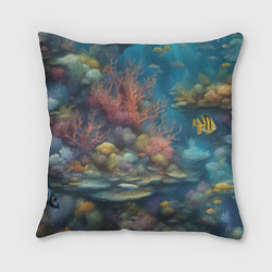 Подушка квадратная Рыбы под водой, цвет: 3D-принт