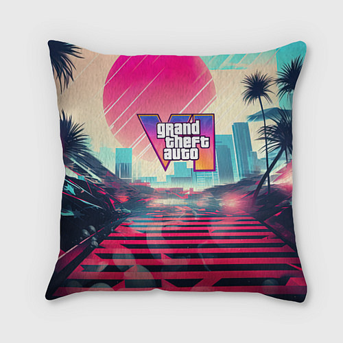 Подушка квадратная GTA 6 retro abstract / 3D-принт – фото 1