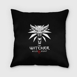 Подушка квадратная The Witcher белое лого гейм, цвет: 3D-принт