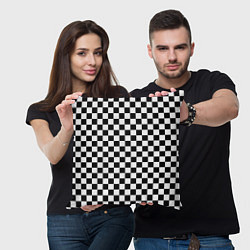Подушка квадратная Шахматное поле чёрно-белый, цвет: 3D-принт — фото 2