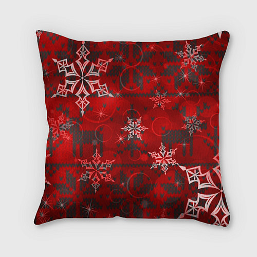 Подушка квадратная Рождественские узоры снежинки / 3D-принт – фото 1