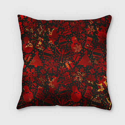 Подушка квадратная Ёлочные игрушки и ёлки / 3D-принт – фото 1