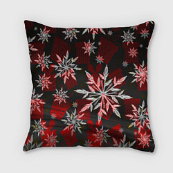Подушка квадратная Рождественские снежинки