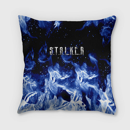 Подушка квадратная Stalker огненный синий стиль / 3D-принт – фото 1