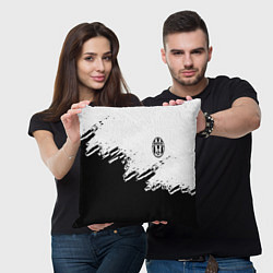 Подушка квадратная Juventus black sport texture, цвет: 3D-принт — фото 2