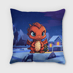 Подушка квадратная Забавный красный дракон 2024, цвет: 3D-принт