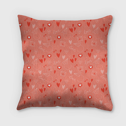 Подушка квадратная Love heart message pattern / 3D-принт – фото 1