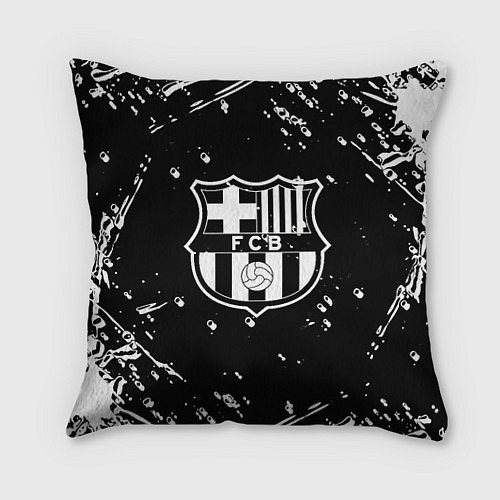 Подушка квадратная Barcelona белые краски спорт / 3D-принт – фото 1