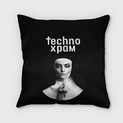 Подушка квадратная Techno храм монашка держит четки с крестиком
