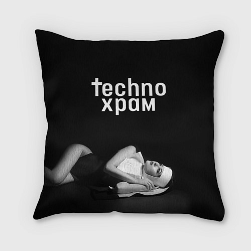 Подушка квадратная Techno храм монашка лежит / 3D-принт – фото 1