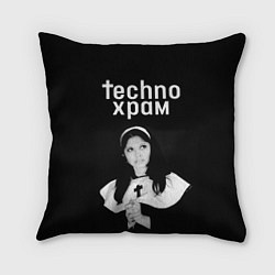 Подушка квадратная Techno храм монашка смотрит в небо