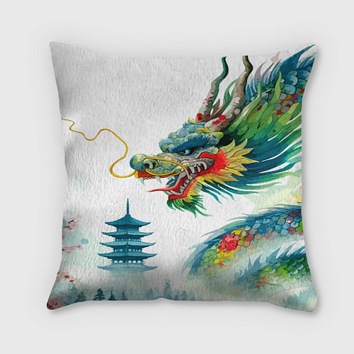 Подушка квадратная Japanese watercolor dragon - art / 3D-принт – фото 1