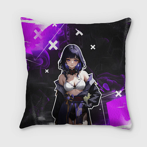 Подушка квадратная Сёгун Райден в белье - genshin impact / 3D-принт – фото 1