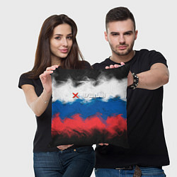 Подушка квадратная Слово пацана краски триколор, цвет: 3D-принт — фото 2
