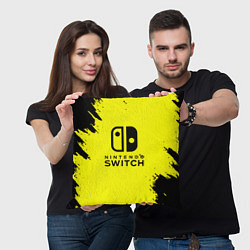 Подушка квадратная Nintendo switch краски на жёлтом, цвет: 3D-принт — фото 2