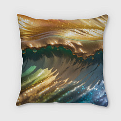 Подушка квадратная Перламутровые блестящие волны радужных цветов, цвет: 3D-принт