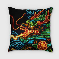 Подушка квадратная Japanese neon dragon - irezumi, цвет: 3D-принт