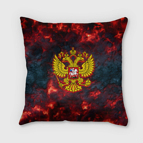 Подушка квадратная Герб РФ лава огненный герб / 3D-принт – фото 1