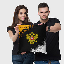 Подушка квадратная Герб РФ краски имперские, цвет: 3D-принт — фото 2