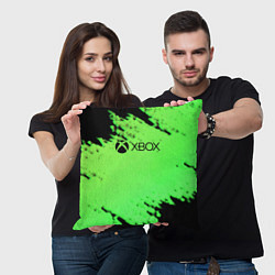 Подушка квадратная Xbox game pass краски, цвет: 3D-принт — фото 2