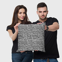Подушка квадратная Узор серого вязанного трикотажа меланж, цвет: 3D-принт — фото 2