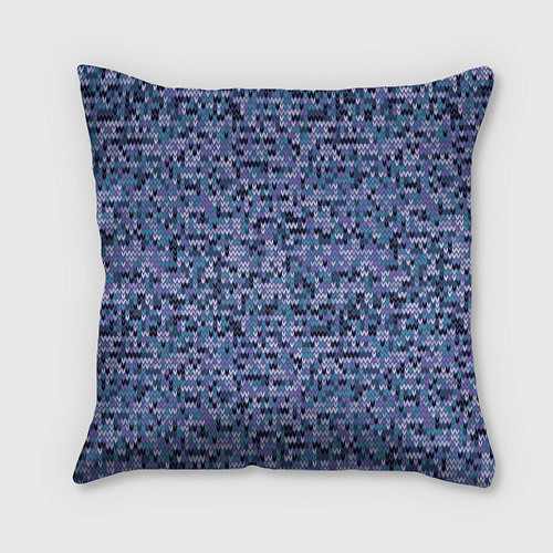 Подушка квадратная Синий узор вязанного трикотажного полотна / 3D-принт – фото 1