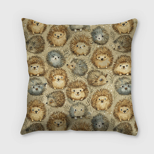 Подушка квадратная Паттерн лесной ежик / 3D-принт – фото 1
