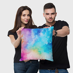 Подушка квадратная Цветные разводы акварели, цвет: 3D-принт — фото 2