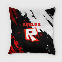 Подушка квадратная Roblox logo краски мобайл гейм, цвет: 3D-принт