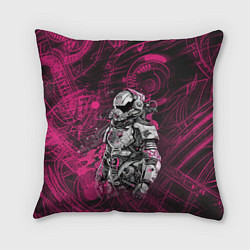 Подушка квадратная Астронавт в розовых узорах, цвет: 3D-принт