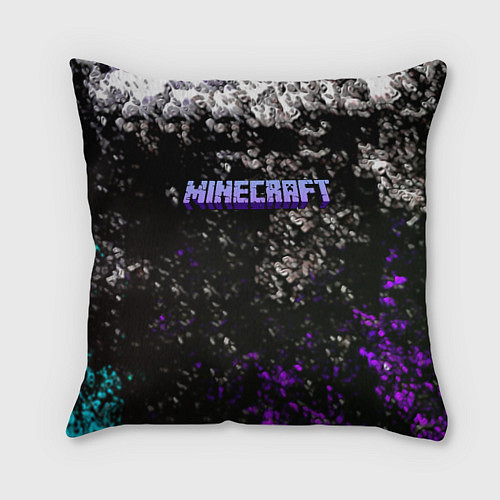 Подушка квадратная Minecraft брызги красок неон / 3D-принт – фото 1