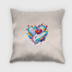 Подушка квадратная Пара сердец, цвет: 3D-принт