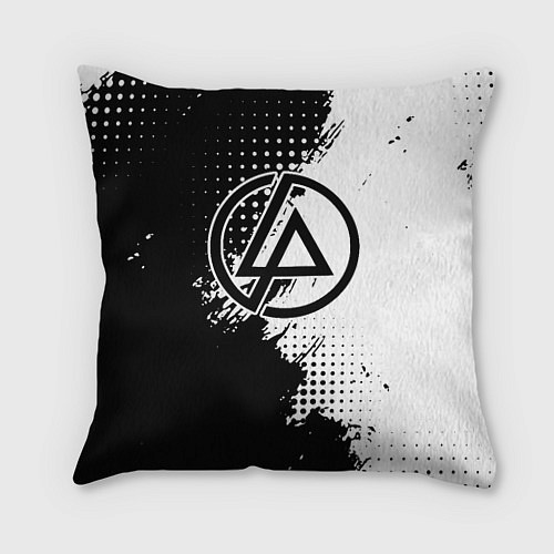 Подушка квадратная Linkin park - черно-белая абстракция / 3D-принт – фото 1