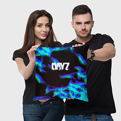 Подушка квадратная Dayz огонь синий, цвет: 3D-принт — фото 2
