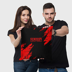 Подушка квадратная Perfectworld красные краски, цвет: 3D-принт — фото 2