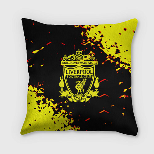 Подушка квадратная Liverpool жёлтые краски текстура / 3D-принт – фото 1