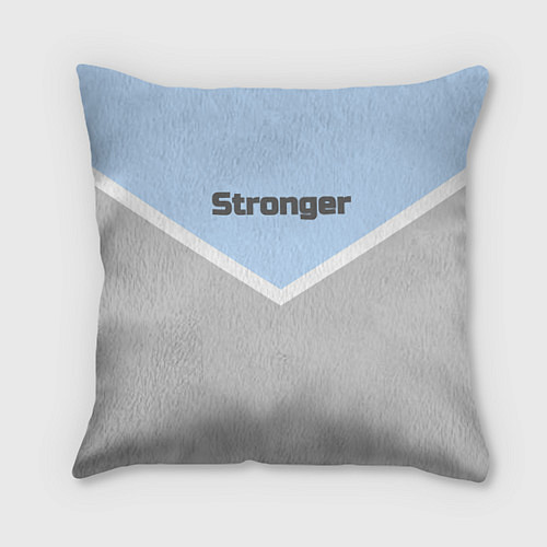 Подушка квадратная Stronger серо-голубой / 3D-принт – фото 1
