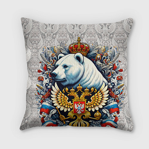Подушка квадратная Белый медведь с короной / 3D-принт – фото 1