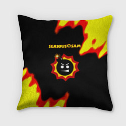 Подушка квадратная Serious Sam лого краски с огнём