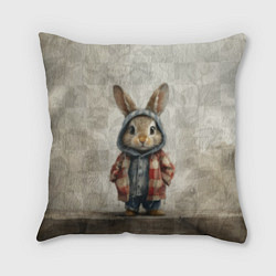 Подушка квадратная Кролик в пальто, цвет: 3D-принт