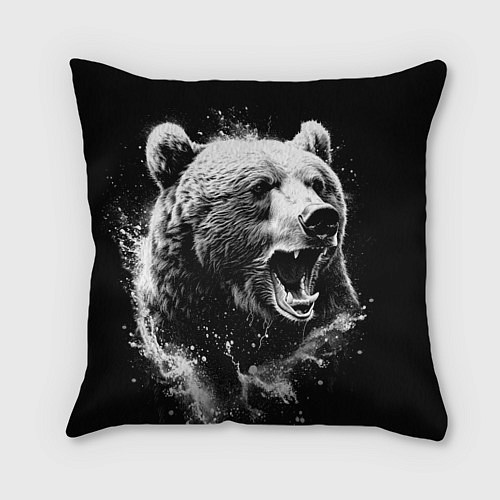 Подушка квадратная Медведь на охоте / 3D-принт – фото 1
