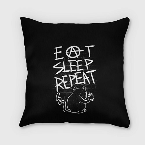 Подушка квадратная Поесть - поспать - повторить / 3D-принт – фото 1
