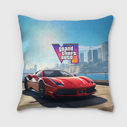 Подушка квадратная GTA 6 logo auto / 3D-принт – фото 1